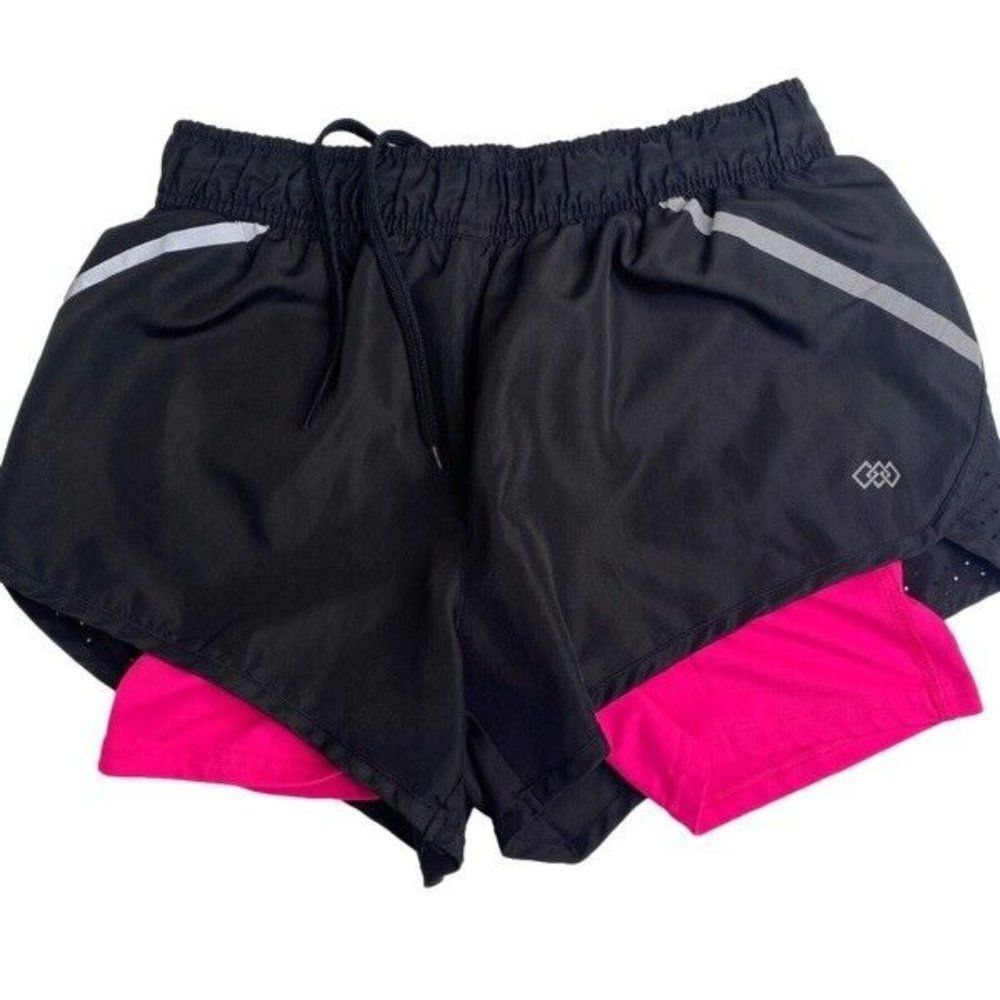Leg3nd Black Double Layer Runners Shorts Size Small